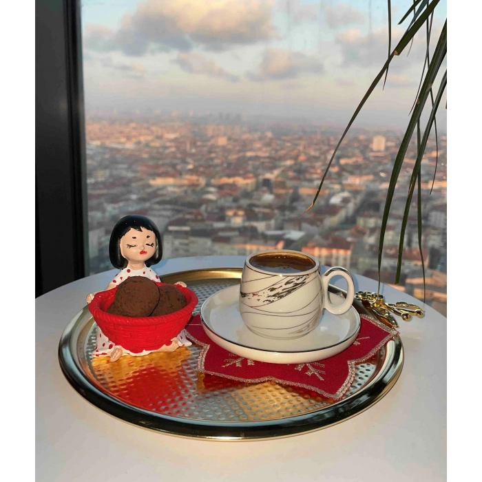 Kahve Yanı Sunumluk Lokumcu Kızlar 2Li Set (puantiyeli)