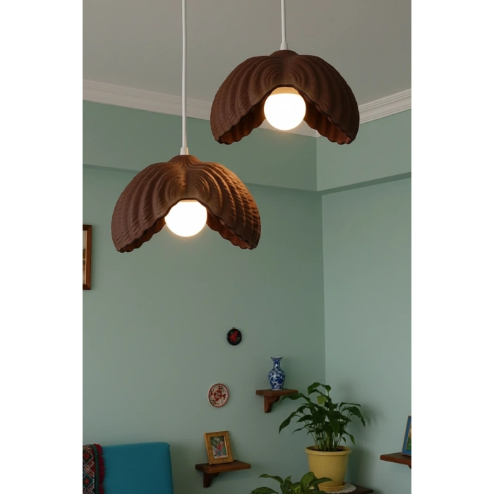 Kahverengi 2 li Lotus Formlu Avize 24 x 24