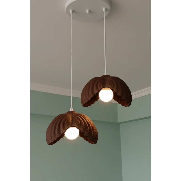 Kahverengi 2 li Lotus Formlu Avize 24 x 24