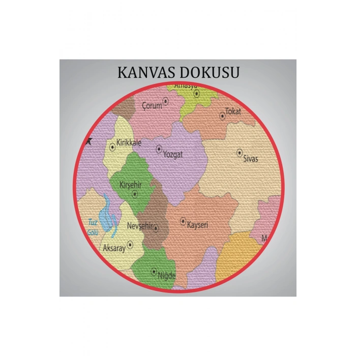 Kanvas Türkiye Haritası Komşulu Ülkeli Dekoratif 1067