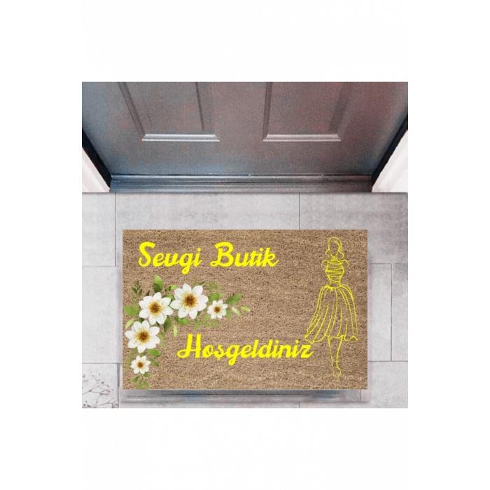 Kapı Önü Paspası Dekoratif Dijital Baskı Butik Hoşgeldiniz P-2445