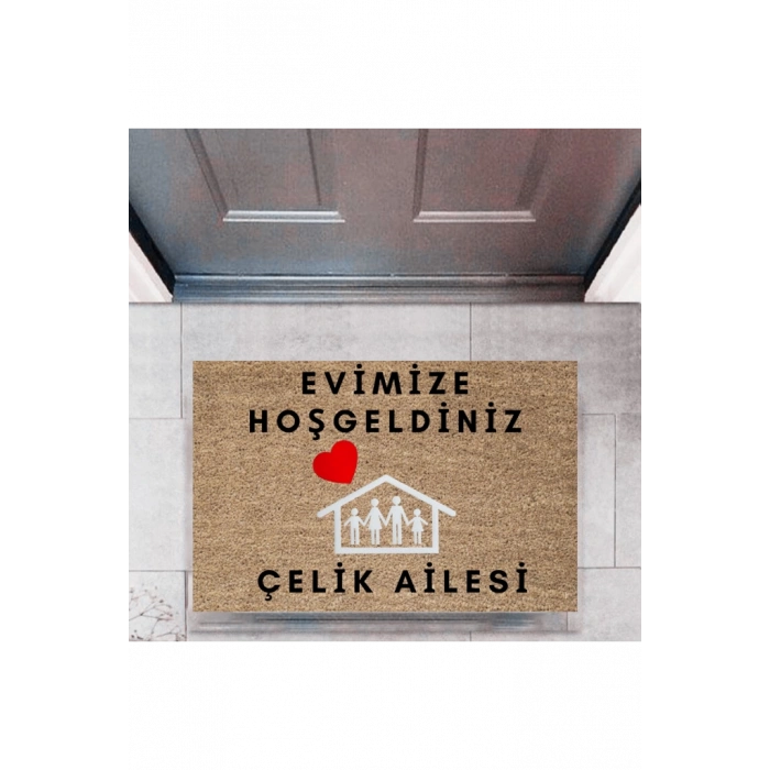 Kapı Önü Paspası Dekoratif Dijital Baskı Evimize Hoşgeldiniz P-2465