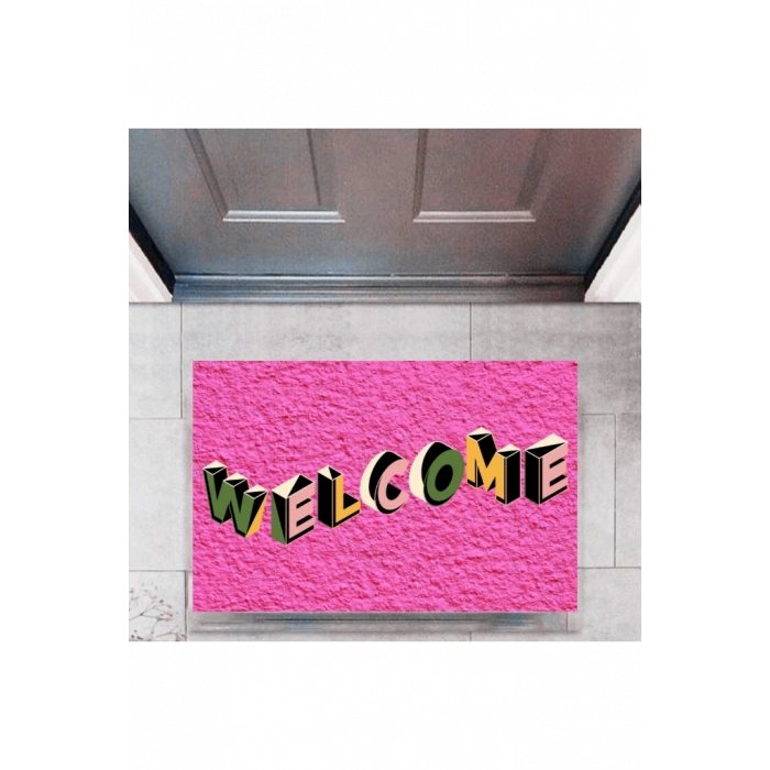 Kapı Önü Paspası Dekoratif Dijital Baskı Welcome P-2343