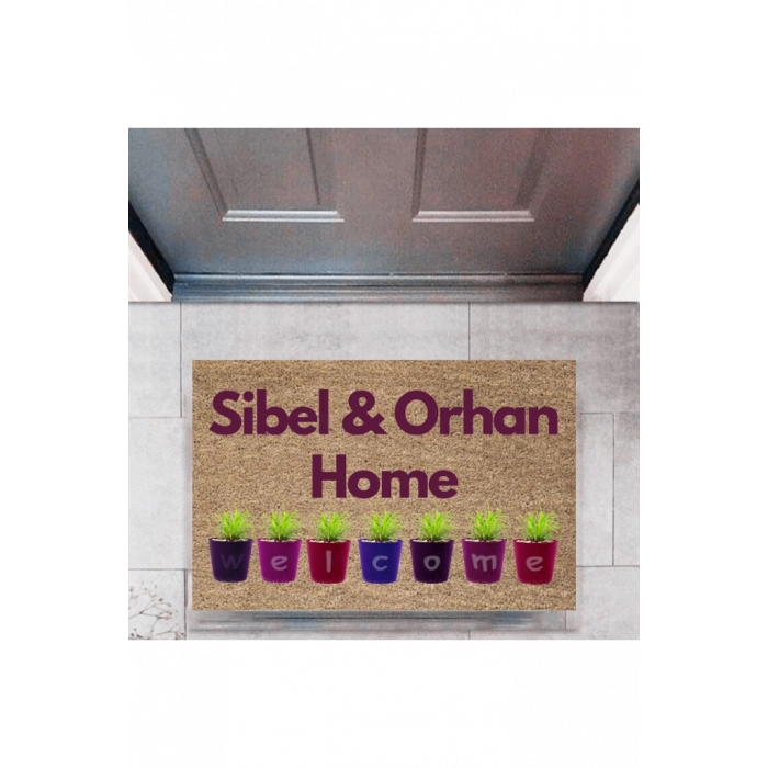 Kapı Önü Paspası Dekoratif Dijital Baskı Welcome P-2461