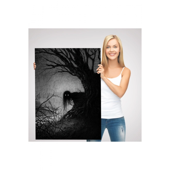 Karanlık İçindeki Korkunç Bir Çift Göz Tablosu-6288