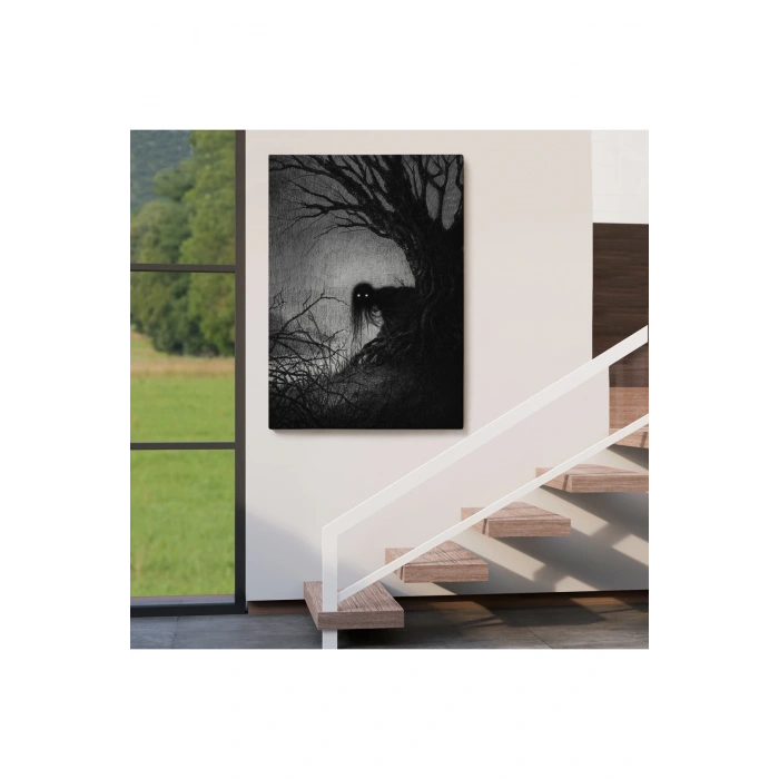 Karanlık İçindeki Korkunç Bir Çift Göz Tablosu-6288