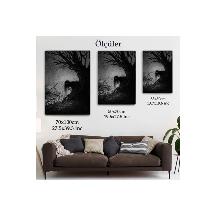 Karanlık İçindeki Korkunç Bir Çift Göz Tablosu-6288