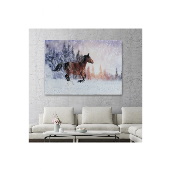 Karda Koşan At Dekoratif Kanvas Tablo 1133