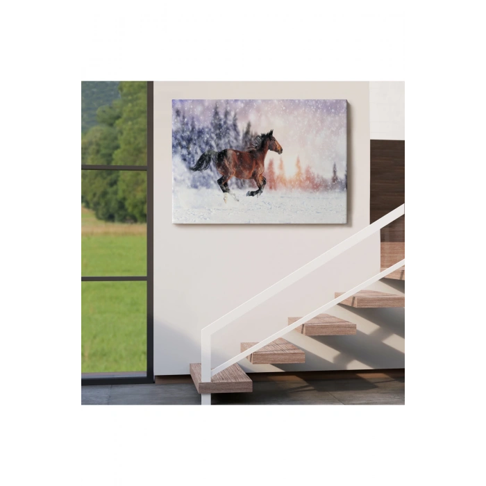 Karda Koşan At Dekoratif Kanvas Tablo 1133