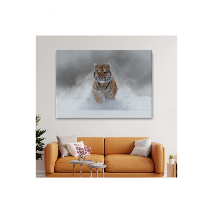 Karda Koşan Yavru Kaplan Dekoratif Kanvas Tablo 1135