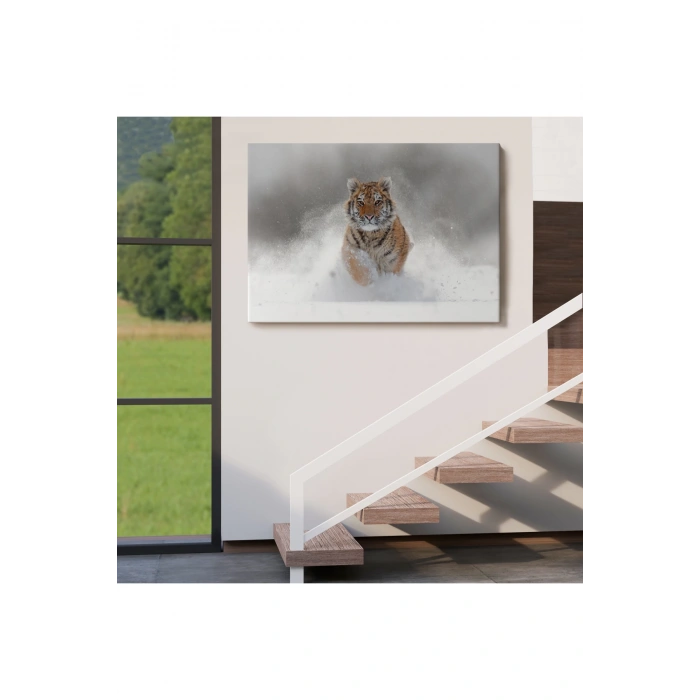 Karda Koşan Yavru Kaplan Dekoratif Kanvas Tablo 1135