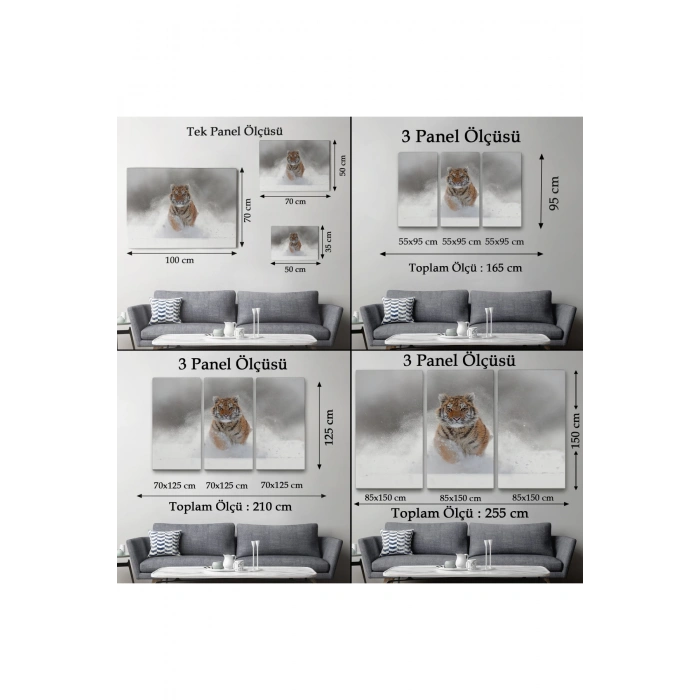 Karda Koşan Yavru Kaplan Dekoratif Kanvas Tablo 1135