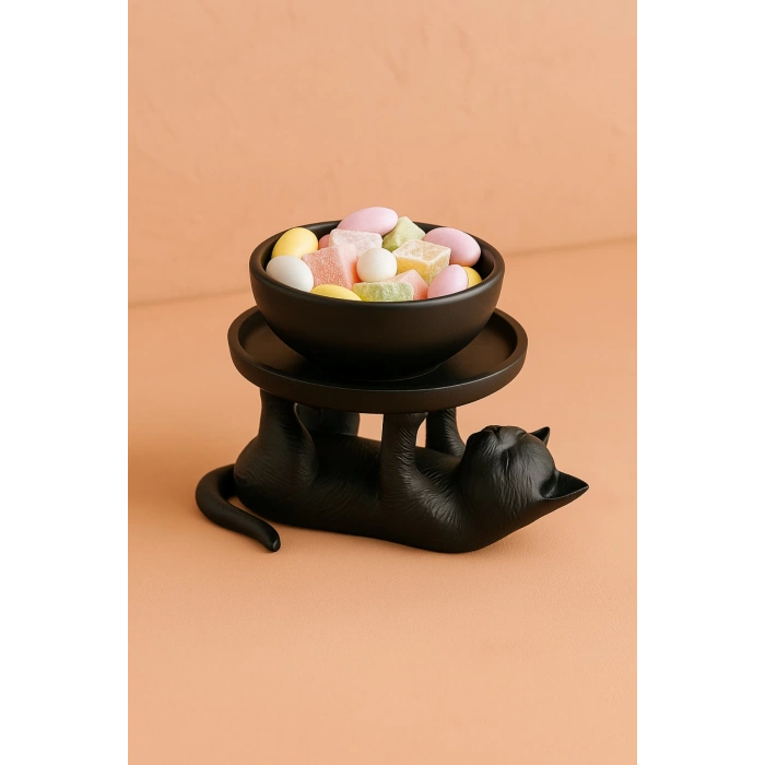 Kedi Sunumluk Tabak Siyah 14 x 14