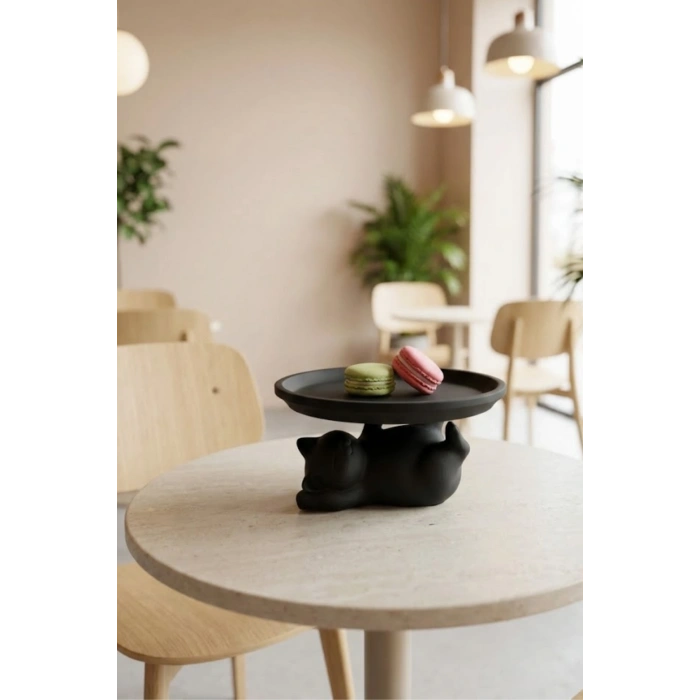 Kedi Sunumluk Tabak Siyah 14 x 14