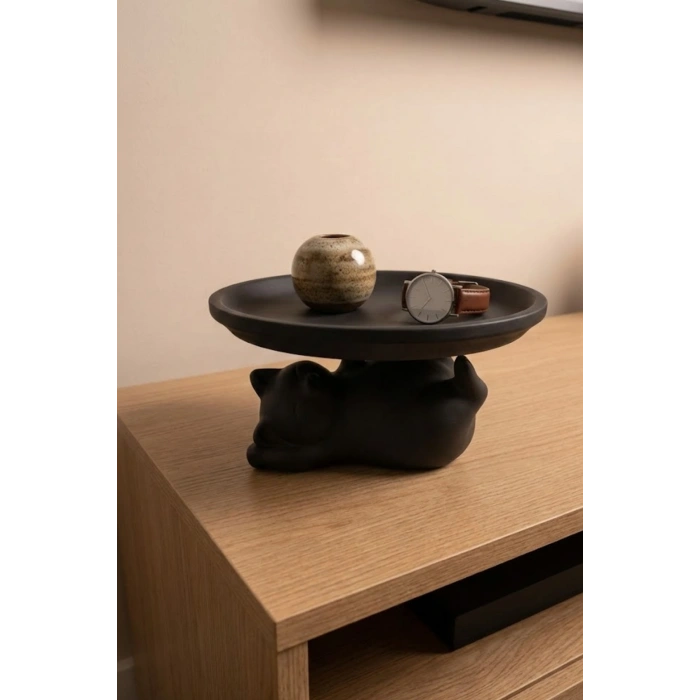 Kedi Sunumluk Tabak Siyah 14 x 14