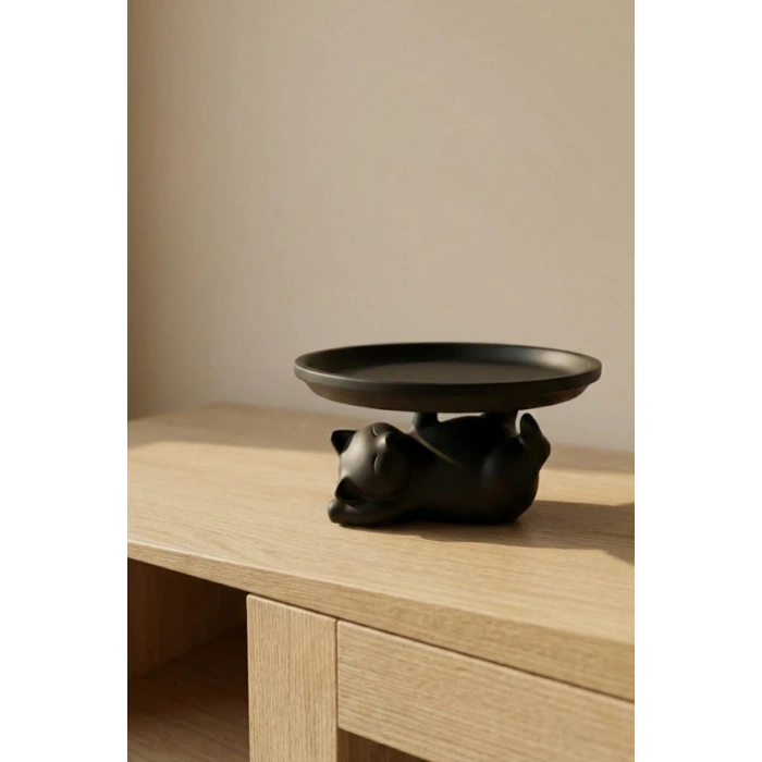 Kedi Sunumluk Tabak Siyah 14 x 14