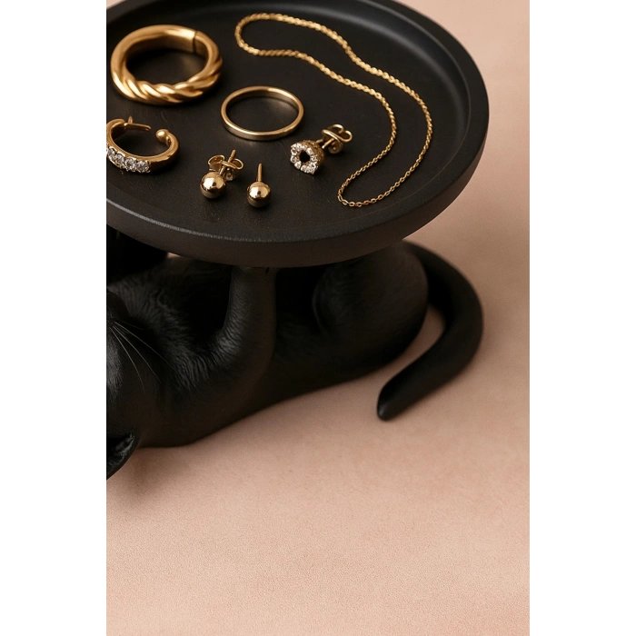 Kedi Sunumluk Tabak Siyah 14 x 14