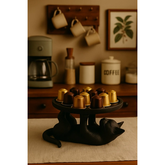 Kedi Sunumluk Tabak Siyah 14 x 14