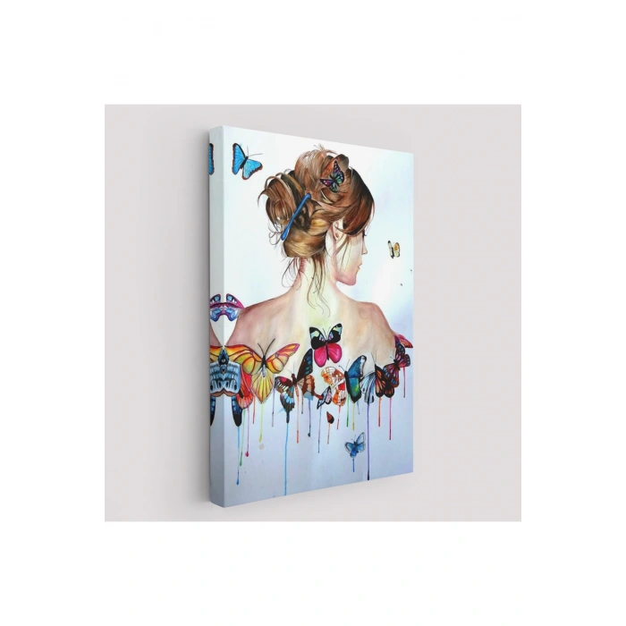 Kelebek Detaylı Güzel Kadın Tablosu-6330