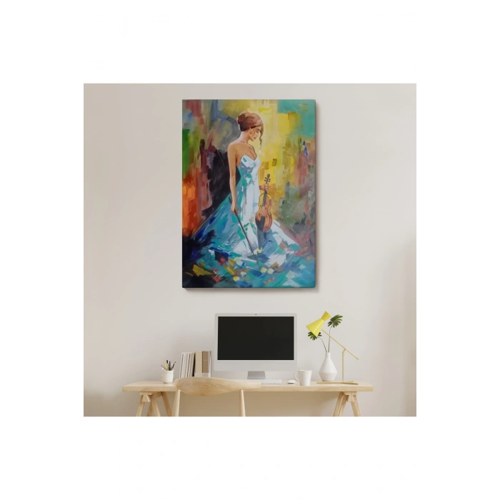 Keman Çalan  Kadın Dekortif Duvar Tablosu-6233