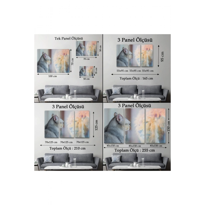 Kendini Aslan Gören Kedi Dekoratif Kanvas Tablo 1175