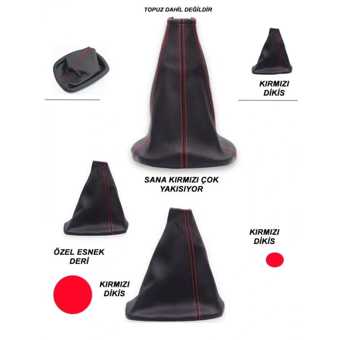 KIA RIO sedan Uyumlu Araç,Araba,Oto vites körüğü kırmızı dikiş