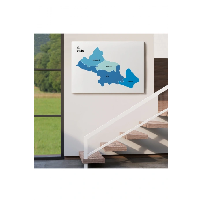 Kilis İli ve İlçeler Haritası  Dekoratif Kanvas Tablo 1390