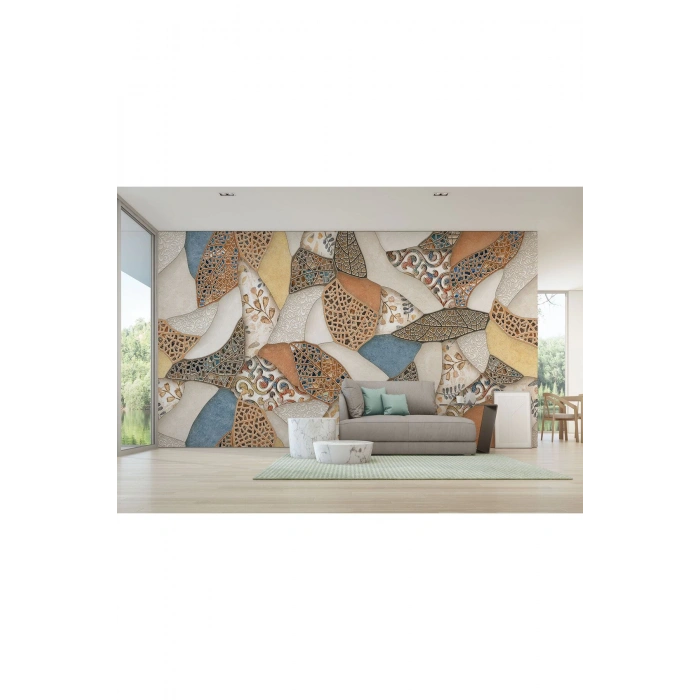 Kırık Mermer Parçaları Desenli Duvar Kağıdı-5765