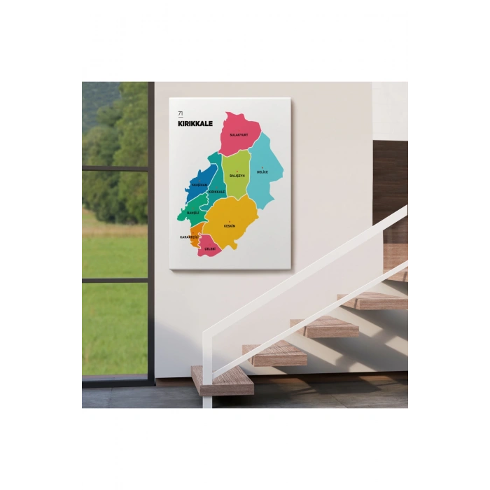 Kırıkkale İli ve İlçeler Haritası  Dekoratif Kanvas Tablo 1391