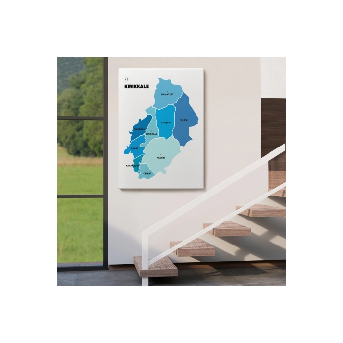 Kırıkkale İli ve İlçeler Haritası  Dekoratif Kanvas Tablo 1393