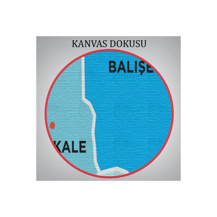 Kırıkkale İli ve İlçeler Haritası  Dekoratif Kanvas Tablo 1393