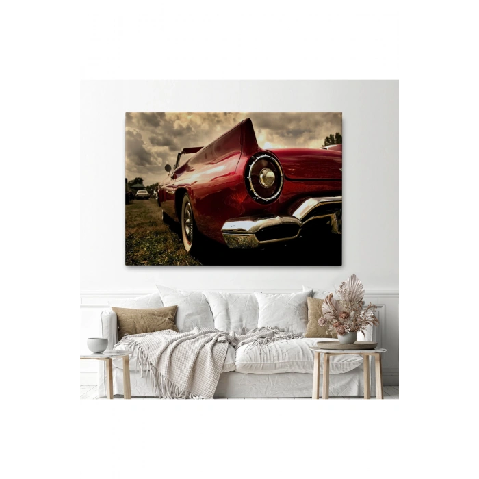 Kırmızı Klasik Araba Tablosu-6597