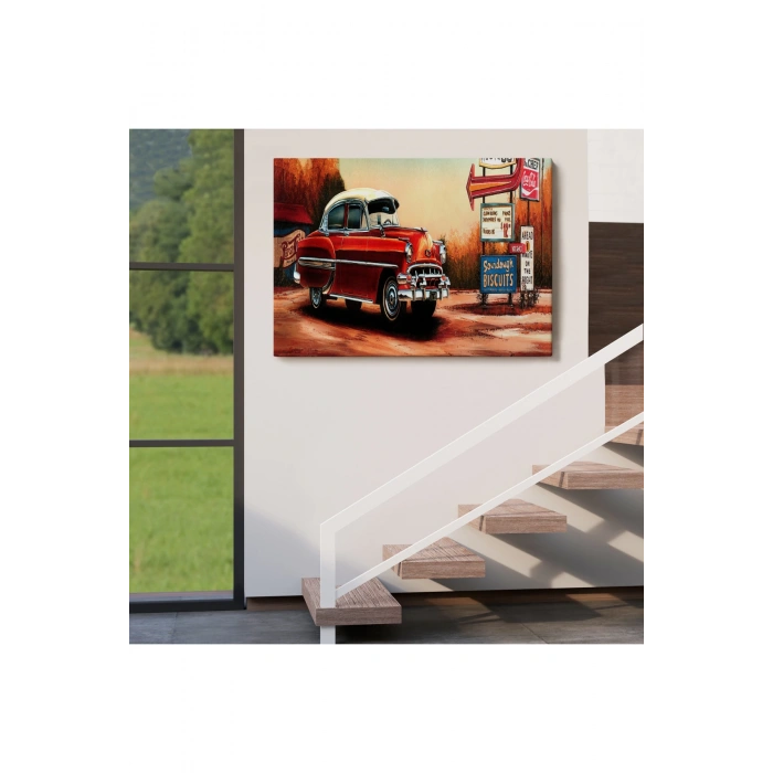 Kırmızı Klasik Araba Tablosu-6608