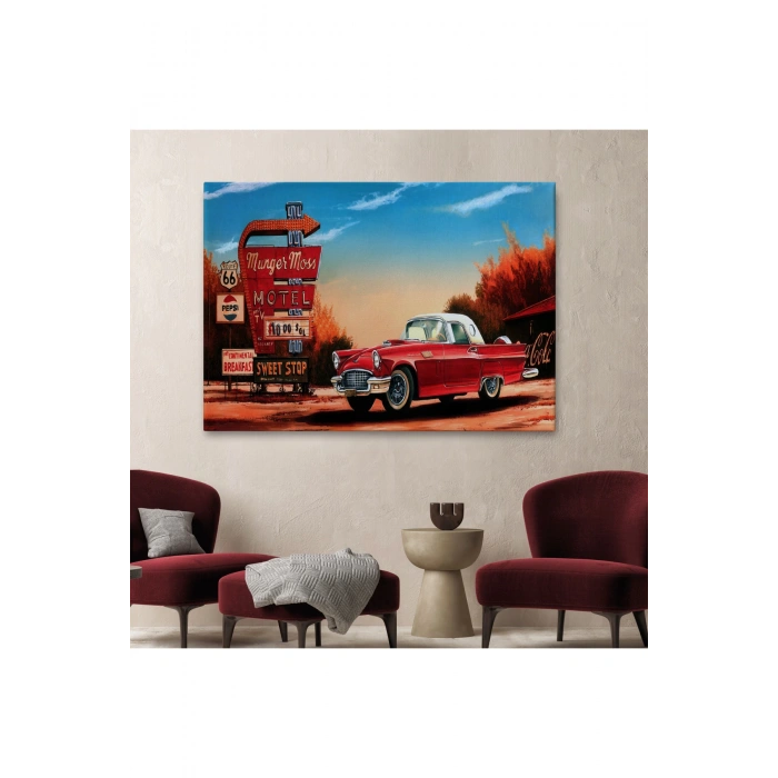 Kırmızı Klasik Araba Tablosu-6611