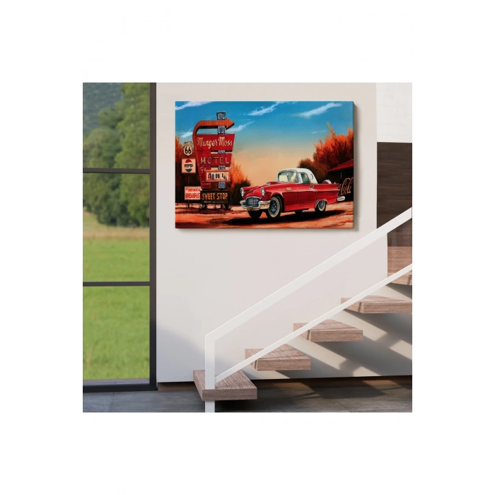 Kırmızı Klasik Araba Tablosu-6611