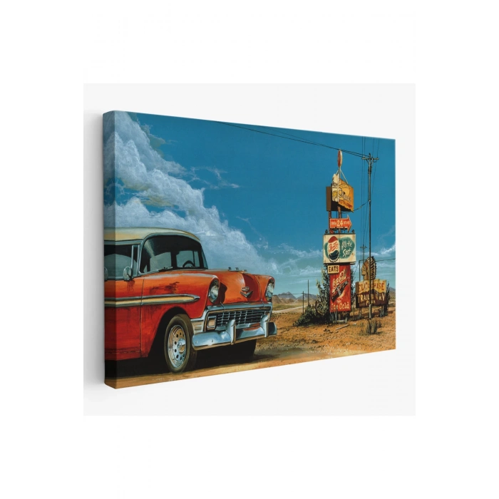 Kırmızı Klasik Araba Tablosu-6660