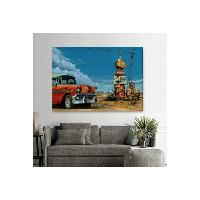 Kırmızı Klasik Araba Tablosu-6660