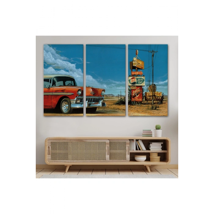 Kırmızı Klasik Araba Tablosu-6660