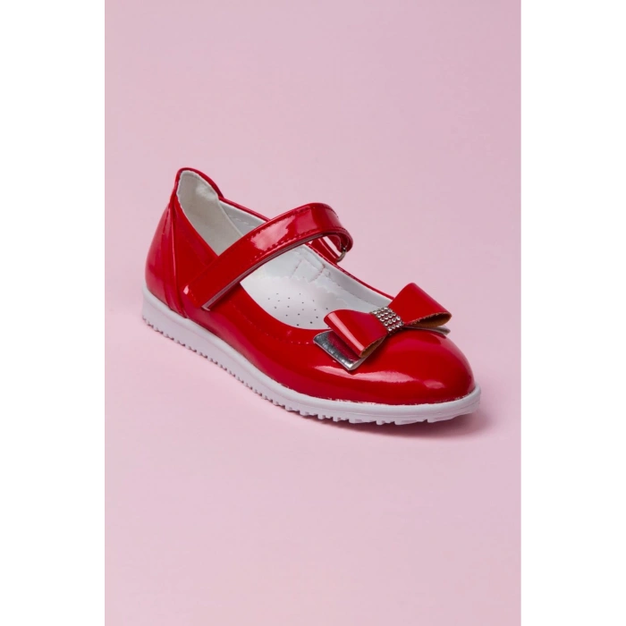 Kız Çocuk Kırmızı Yumuşak Deri Okul Ayakkabısı