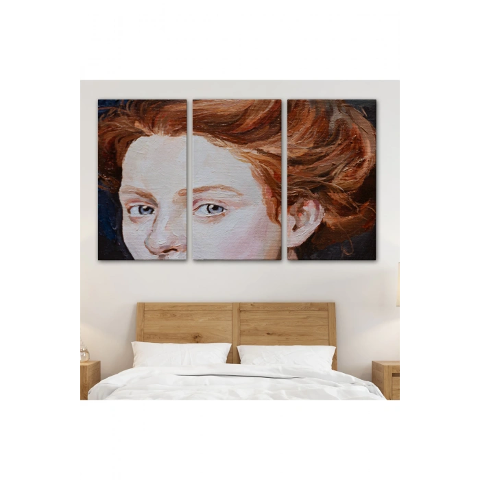 Kızıl Saçlı Kadın Yağlıboya Görünüm Dekoratif Tablo-3741