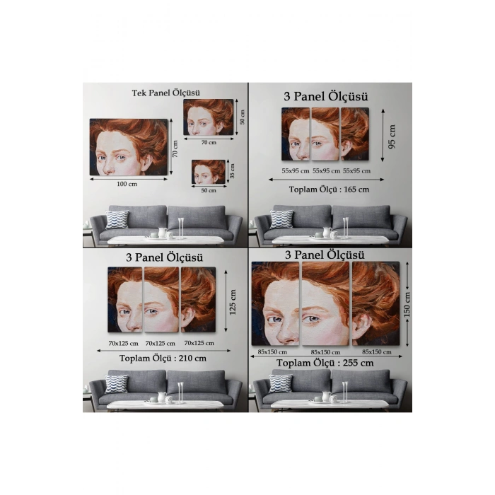 Kızıl Saçlı Kadın Yağlıboya Görünüm Dekoratif Tablo-3741