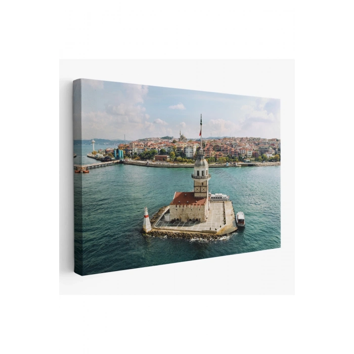 Kızkulesi ve Üsküdar Kuşbakışı Manzarası Dekoratif Kanvas Tablo-6509