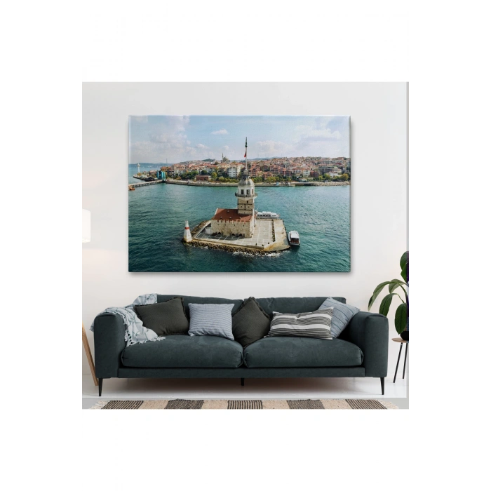 Kızkulesi ve Üsküdar Kuşbakışı Manzarası Dekoratif Kanvas Tablo-6509