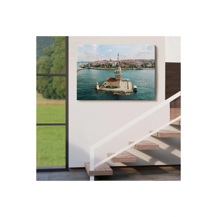 Kızkulesi ve Üsküdar Kuşbakışı Manzarası Dekoratif Kanvas Tablo-6509