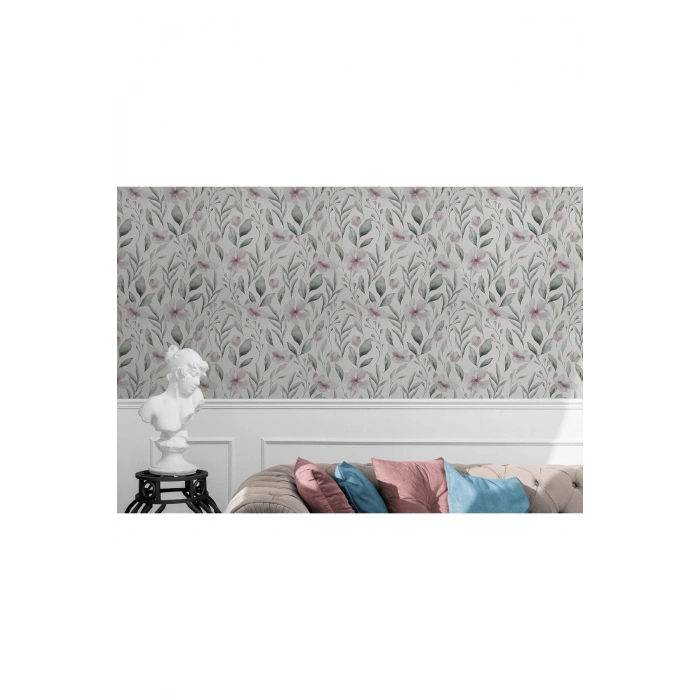 Klasik Çiçekli ve Yapraklı Duvar Kağıdı-5559