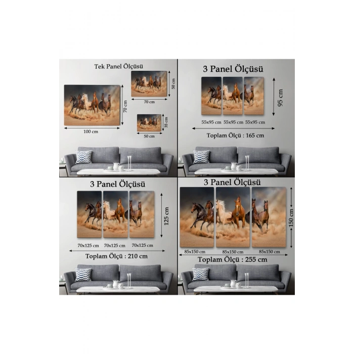 Koşan Atlar Dekoratif Kanvas Tablo 1126
