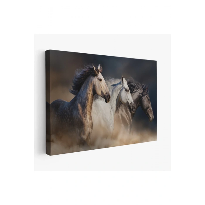 Koşan Atlar Dekoratif Kanvas Tablo -1129