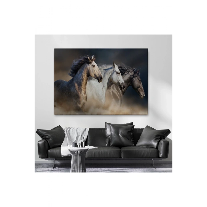 Koşan Atlar Dekoratif Kanvas Tablo -1129