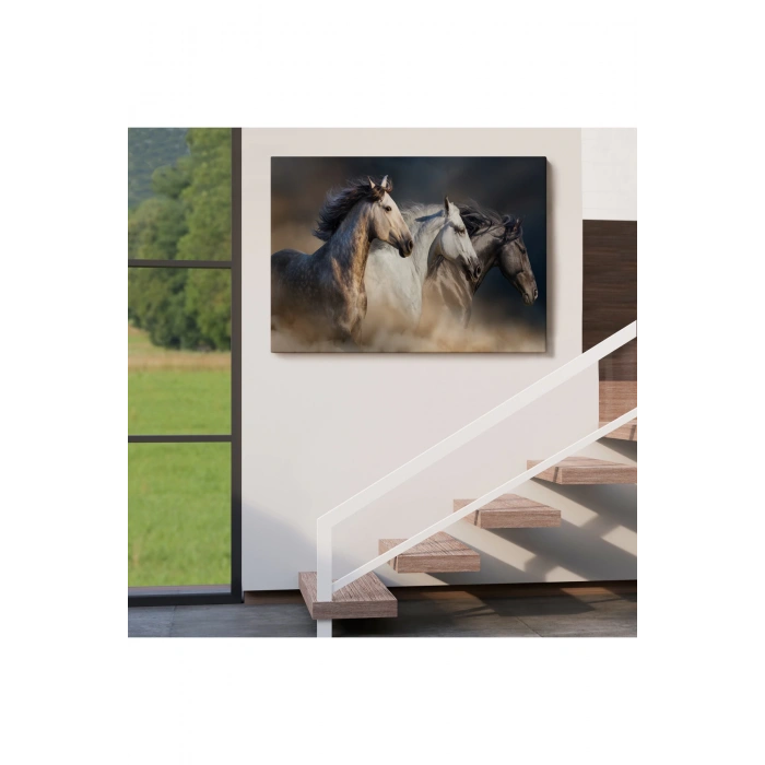 Koşan Atlar Dekoratif Kanvas Tablo -1129