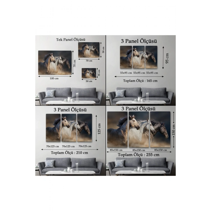Koşan Atlar Dekoratif Kanvas Tablo -1129